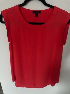 J.Crew Red Silk Cap Sleeve Crepe Shell Top Blouse Size 00